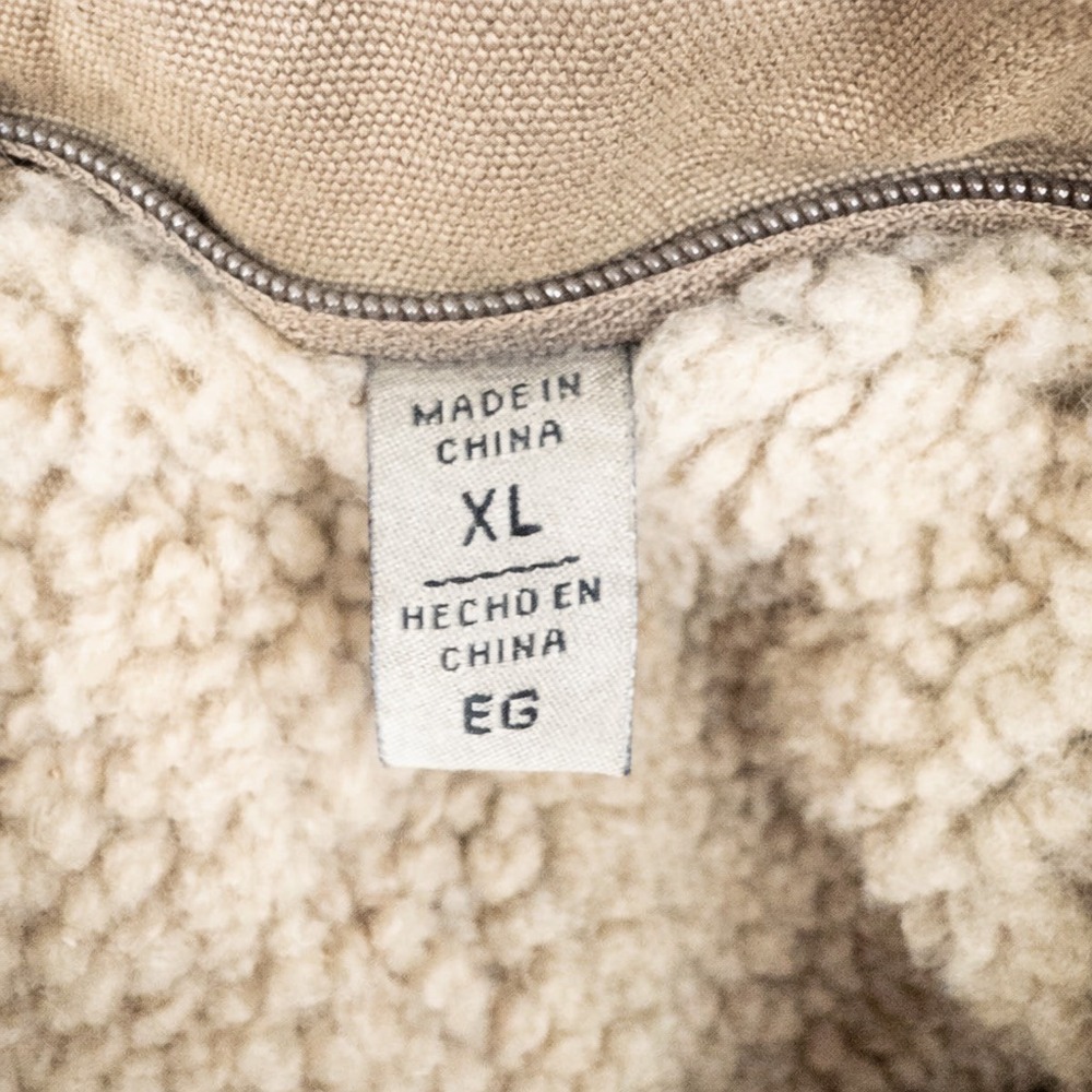 Levis Mens XL Sherpa Lined Field Jacket Tan Cotton Military Utility Coat - Picture 3 of 12